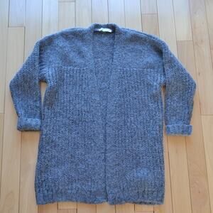 Zara Wool Blend Knit Cardigan Sweater Gray Size Medium